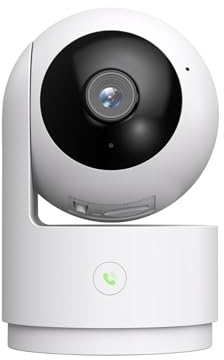 NUASI 2K Telecamera Wi-Fi Interno, Telecamera di Sorveglianza Rotante a 360° con AI Rilevamento Umano, Audio Bidirezionale, 2.4GHz, Visione Notturna, One-Touch Call