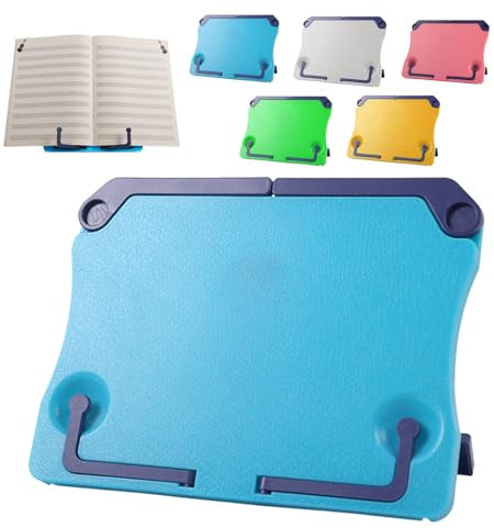 Snowtain ABS Notenständer, 1 Pcs Tragbarer Buchständer Kunststoff, Zusammenklappbarer Kinder Buchständer, Leseständer Bookrest Kochbuchhalter für Küche, Arbeitszimmer, Büro, Schule (Blau)