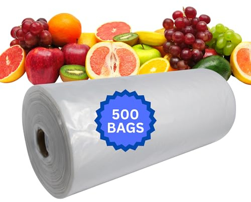 ASSUREPAK Clear Produce Poly Bag On A Roll for Bread, Meat and Groceries - 16x30 - 500 Bags - 1 Roll Per Case - 1.5 mil