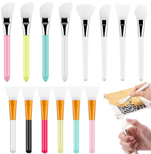 OTCRAFT Set di 14 pennelli in silicone, spatola, pennelli per materiali misti; set di pennelli riutilizzabili in resina epossidica per spargere la pittura fai da te, miscelazione e diffusione su