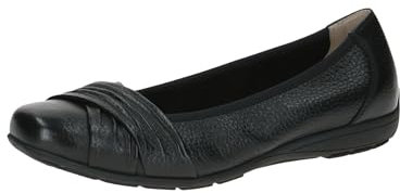 CAPRICE Damen Ballerinas aus Leder Bequem, Schwarz (Black Deer), 40 EU