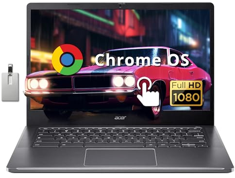 acer Chromebook Plus - Laptop con pantalla táctil FHD de 14 pulgadas, procesador Intel i3-N305, 8 GB de RAM, 640 GB de almacenamiento (SSD de 512 GB + tarjeta USB de 128 GB), gráficos Intel UHD,
