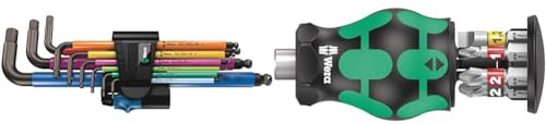 Wera 950 SPKL/9 SM HF Multicolour L-Key Set Metric BlackLaser with HOL & Kraftform Kompakt Stubby Magazine 2, 6 Pieces, 05008874001