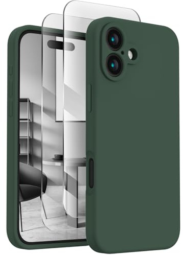 FireNova Designed for iPhone 16 Case, 6.1, Alpine Green | Silicone Upgraded [Camera Protection] Phone Case, with Soft Anti-Scratch Microfiber Lining Inside