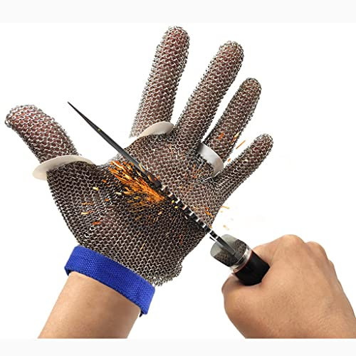 WQZStar Anti Cutting Gloves Slaughterhouse Anti Cutting Gloves Shelling|slicing Safety Work Gloves Food Grade Stainless Steel Chain Mail Gloves (Size : 1PCS/M) (1PCS/XL)