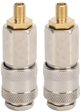2 Stück Auto Reifenventil Anschluss Luftkompressor Adapter Stahl Außengewinde US Ventil 3 in 1 Adaptermutter Schnellkupplung Autoventil Reifenfüller Schnellanschluss Inflator Adapter für Reifenfüller