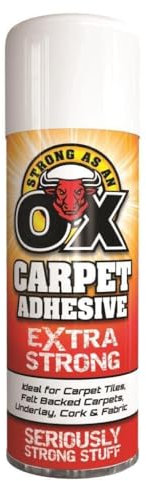 GSV Essentials Carpet Adhesive Spray, Extra Strong, Adhesive Glue Spray for Multi-Purpose Carpet Tiles, Felt Backed Carpets, Underlay, Cork & Fabric, Strong Stuff (1 PCS)