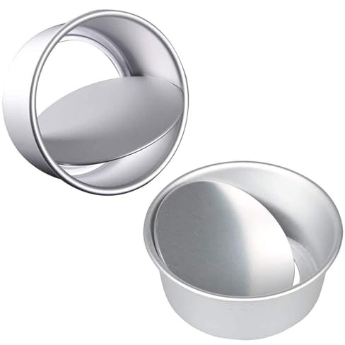 Eidoct 2 Pack 6 Inch Non-Stick Deep Aluminum Round Cake Tin with Removable Bottom for Wedding Birthday and Christmas Baking Pan