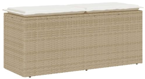 vidaXL Gartenbank mit Kissen Beige 110x40x44 cm Poly Rattan
