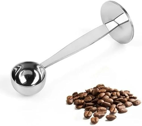 Dzxin Coffee Scoop 2#,304 2-in-1 Stainless Steel Stand Coffee Powder Measuring Scoops Tamper Spoon Tools for Coffee Bean Press Coffee Grinding Pressing