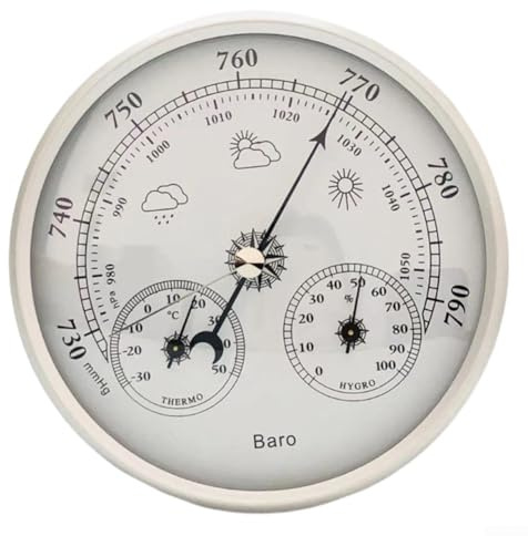 Zilimontt Analog Barometer mit Thermometer Hygrometer, 3 in 1 Wetterstation für Innen und Außen, Temperatur Luftfeuchtigkeit Atmosphärisches Druckmessgerät