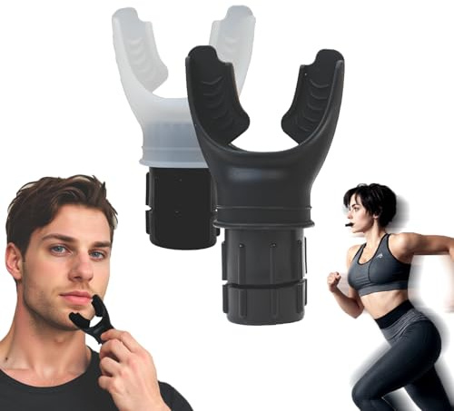 2 Pack Atemtrainer für das tägliche Training, Übungstrainer mit verstellbarem Widerstand, unterstützt Laufen, Radfahren, Schwimmen und mehr Outdoor-Aktivitäten oder Sporttraining (schwarz + weiß)