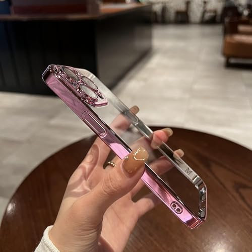 HTYTFC Custodia protettiva elettrolitica per iPhone 16 11 12 13 14 15 Pro Max Xs XR Max 7 8 Plus Mini SE 2020 Cover morbida trasparente, rosa, per iPhone SE 2020