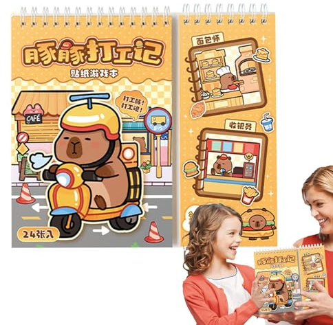 Chaies Capybara-klistermärken för journaling, söta capybara-scrapbook-klistermärken | Capybara scrapbook sticker journaling Sticker – scrapbooking-klistermärken med tecknad scen, söta