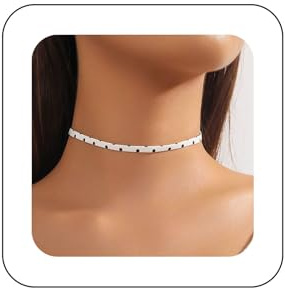 Allereya Punk Leder Halsband Choker Halsband Weiß Leder Halsband Polka Dots Halsband Leder Pu Halsband Verstellbar Leder Halsband Schmuck Für Frauen(weiß)