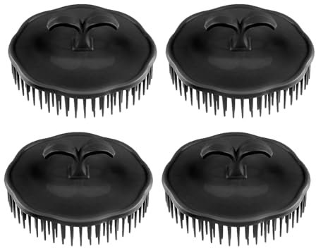 Jimkply Lot de 4 brosses de massage rondes bleues pour le cuir chevelu, pour tous les types de cheveux, noir