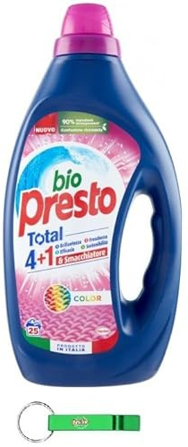 Detersivo Detersivo Liquido Bucato Lavatrice Color - Detersivo Bio Presto - Detergente Líquido Lavadora para prendas de colores - 25 lavados 1125 ml + llavero Beni Culinari gratuito