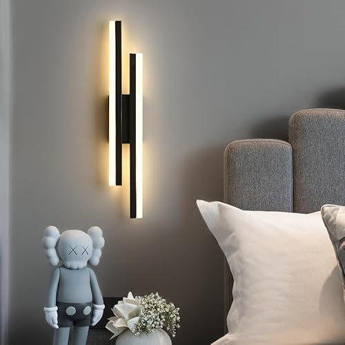 Comely Wandleuchten LED Innen Modern,16W 1800LM Wandlampe LED, Schwarz Wandbeleuchtung Innen Flur Treppenhaus, Warmes Weiß 3000K