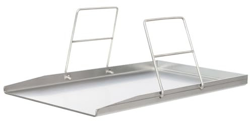 Plancha de acero inoxidable para barbacoa, camping, pícnic, con 2 asas, apta para lavavajillas, inoxidable, para carne, pescado y verduras (plata, 44,5 x 26 cm)