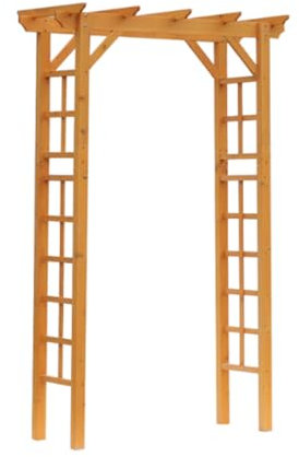 GYMAX Arco in Grata in Legno Massiccio per Piante Rampicanti, Struttura ad Arco per Rose per Feste/Matrimoni, 140 X 60 X 215 CM