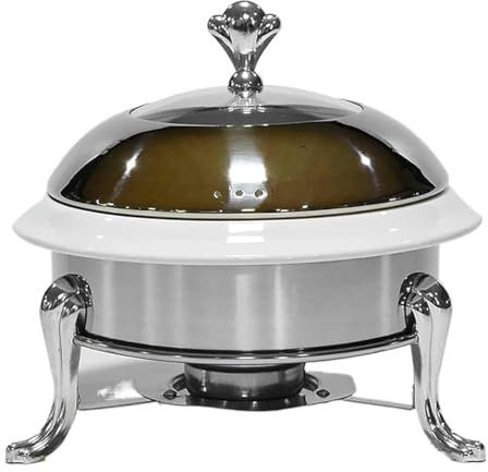 YKMYXZ， Chafing Dish Buffet Set,Round Durable Chafer and Buffet Warmer Set,Stainless Steel Chafer for Kitchen Party Dining Buffet,Ceramic Liner(Silver)