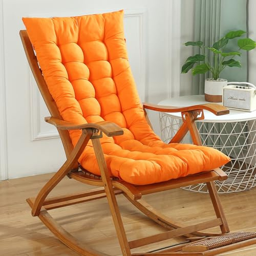 Generisch Hochlehner Auflagen 8cm, Gartenstuhlauflagen Hochlehner 120x50 Mit Bändern, Bequeme Sitzauflagen Gartenmöbel, Stuhlauflage Sitzkissen Indoor Outdoor Rückenlehne,Orange
