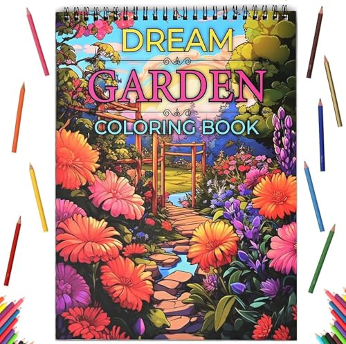 Zylota Malbuch für Erwachsene mit 30 Mustern enthalten Gartenblume,Spiralbindung Malbücher für Frauen,Ausmalbuch für Erwachsene Entspannung