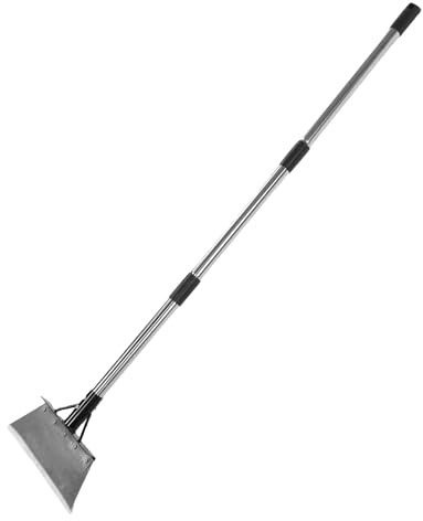 JTLB Pelle à Jardin Plat de 30 Cm, Pelle de Nettoyage en Acier Robuste avec Poignée Détachable pour Le Désherbage Extérieur