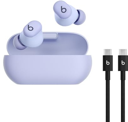 Beats Solo Buds – Écouteurs Bluetooth sans Fil au USB-C Câble tissé (1,5m) - Mauve Polaire