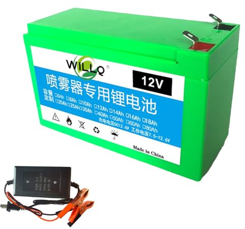 WILLQ 12V 8Ah 10Ah 12Ah 14Ah 16Ah 18Ah 20Ah Lithium Battery Pack 12 Volts Rechargeable Portable Li-ion Battery for Sprayer/Trolley/Kid's Electric Car/LED Light,12V16Ah