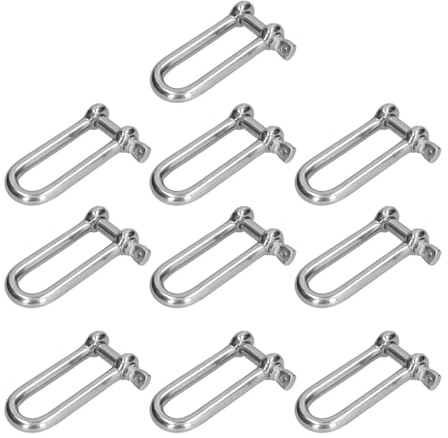 Manille longue de Type D en acier inoxydable 304, vis d'ancrage droite, broche chaîne, connecteur câble métallique M4/ M5/M6/M12(10pcs M4)