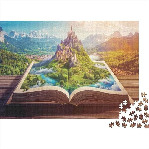 Märchenschloss 1000 Teile Puzzle Papier für Erwachsene Zauberbuch Landschaft Familienspiel Puzzle Geschenk 38x26cm/1000pcs