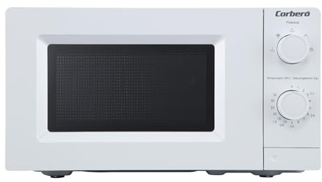 Corberó - Microondas Libre Instalación | CMICM250W | 19,5 L | 700 W | Control Manual| 5 Niveles de Potencia | Descongelación | Plato Giratorio 24,5 cm | Blanco