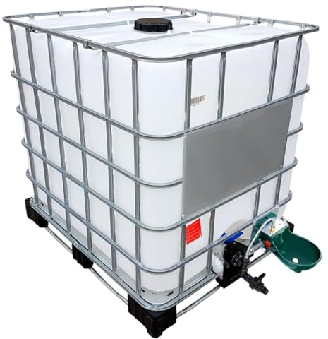 1000l IBC Wassertank mit Tränkebecken auf Stahl/PE-Palette NEU