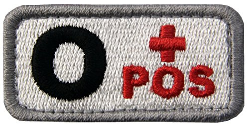Taktisk typ O positiv blodtyp lapp broderad morale applikation fästkrok och ögla emblem – röd och svart
