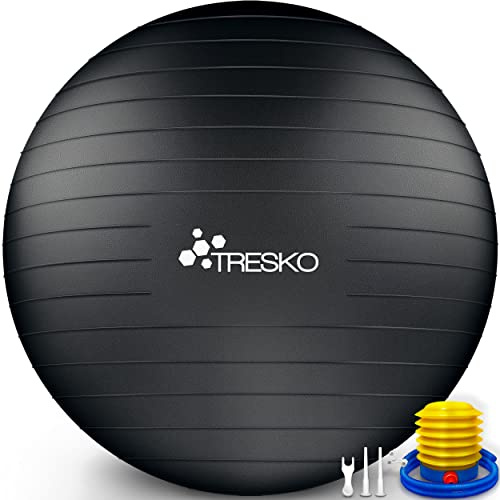 TRESKO® Gymnastikball BPA-Frei inkl. Luftpumpe | Ergonomischer Sitzball | Pilates Ball für Fitness, Yoga, Gymnastik, Schwangerschaft, Rückenschmerzen | Yogaball Pezziball Sitzball Anti-Burst 300 kg