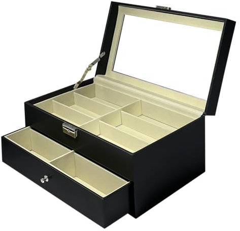 MR Maestro Relojero - Custodia Vetrina per 12 Occhiali | Organizer Gioielli da Cassetto | Contenitore Orologi | Organizer per Anelli, Orologi Uomo Automatici, Occhiali da Sole Donna, Box Uomo