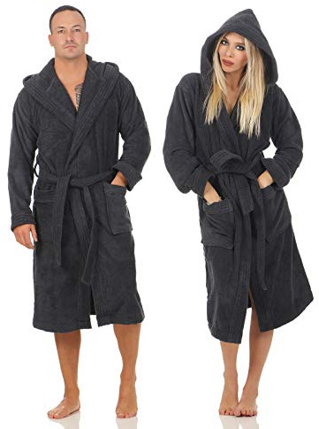 Class Home Collection Bademantel Damen & Herren mit Kapuze – 100% Baumwolle Frottee, weich & saugfähig – OEKO-TEX zertifiziert