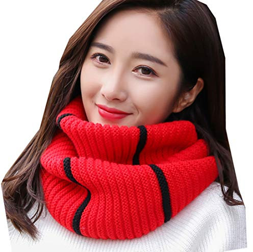 Cheerlife Damen Schal Winter Loop Schal Wolle Warm Schal Winterschal Strickschal Schlauchschal Rundschal Rot