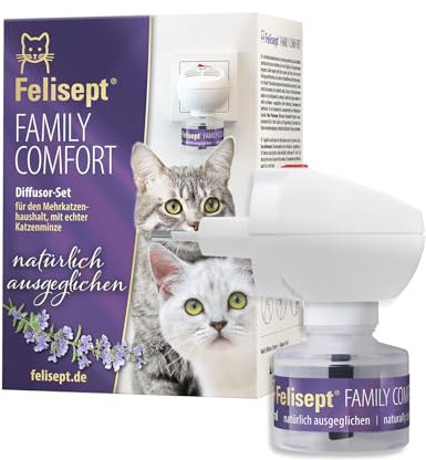Felisept Family Comfort Starter-Set im Mehrkatzenhaushalt (Verdampfer + Flakon 45ml) - Beruhigungsmittel für Katzen - Katzen Beruhigungsmittel natürliche Katzenminze - Entspannungsmittel für Katzen