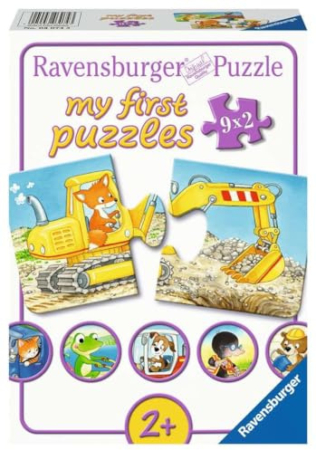 Ravensburger Puzzle Tierische Baustelle - 9x2 Teile Puzzle ab 10 Monaten | 9x2 Teile Puzzle, Kinderpuzzle ab 2 Jahre, Ravensburger Qualität