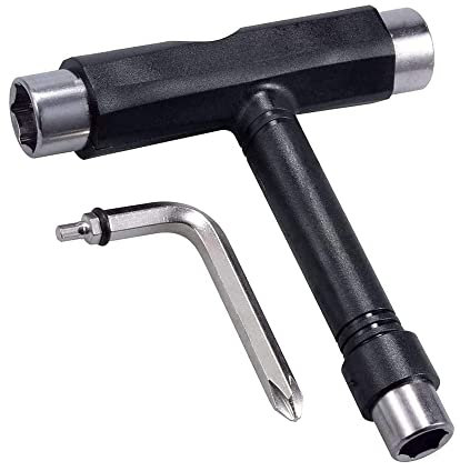 Deecam All-in-One Skate Tool Verdicken, Multifunktions Skateboard Tool, All-in-One Skateboard Werkzeuge Verdicken, Innensechskantschlüssel mit L-förmiger Phillips-Schraube