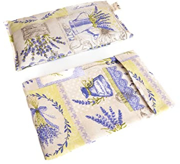 TERMOSAK Wärmekissen mit grünem Soja und Lavendel 23x14, waschbarer Bezug, körnerkissen Mikrowellen/Gefrierschrank, heizkissen Wärme/Kälte, sehr langlebig. (02 - Lavendel, 23x14+Bezug)