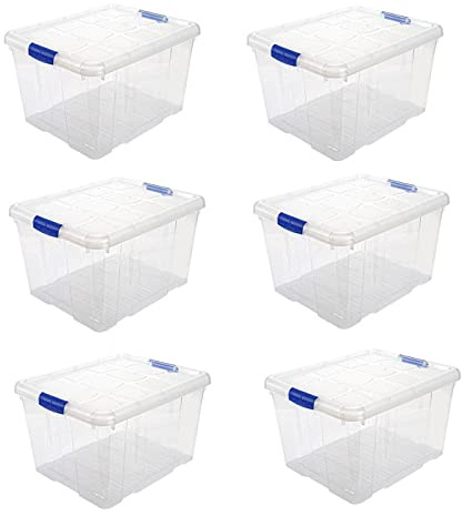 Acan Tradineur – Pack de 6 Cajas de Almacenamiento – Fabricado en plástico – Contenedor para almacenar libros, ropa, mantas – N.º 2 – 25,5 x 41,5 x 35 cm – 25 L