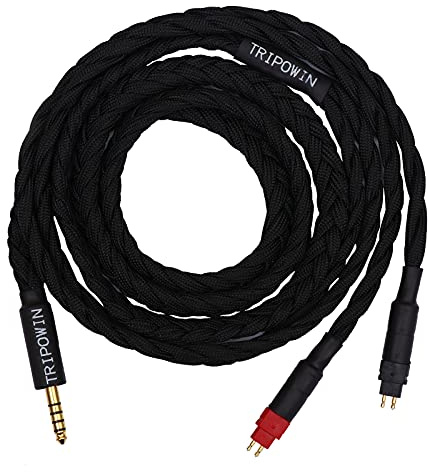 Linsoul Tripowin GranVia Cavo di Ricambio Audio per Cuffie ad Alta Purezza OFC Aggiornato,Lunghezza 1.5 m,Jack per Auricolari HD650 per HD600/HD580/HD660S/HD58X(Nero,4.4mm)