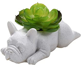 Dysetcs Maceta de Resina para Plantas suculentas de Perro, Mini Maceta de Aire para Cachorros, Forma de Bulldog francés, Bonitas macetas de bonsái para el hogar, jardín, Oficina, decoración de