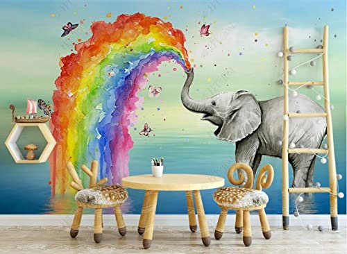 Carta Da Parati Adesiva Muro Arcobaleno Spray Per Elefanti Carta Parati Camera Da Letto Bambini Cameretta Fotomurali Moderna