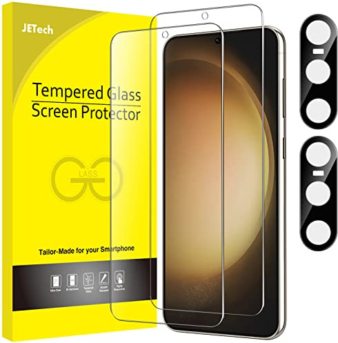 JETech Schutzfolie für Samsung Galaxy S23, mit Kameraschutz, 2+2 Stück | HD Klares Gehärtetes Glas Displayschutzfolie, Face ID Kompatibel, Kratzschutz