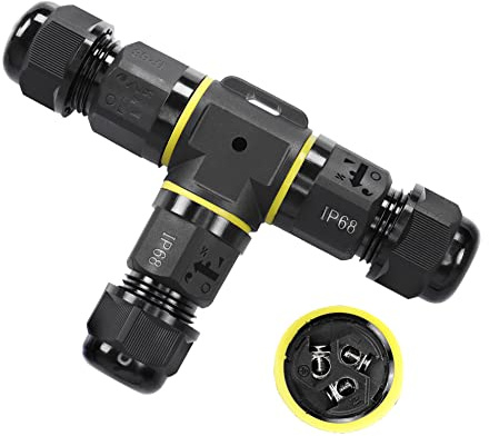Kabelverbinder Wasserdicht IP68 2-5 Polig für Ø3-11 mm Verbindungsmuffe Erdkabel Abzweigdose,Verteilerdose Außen,Garten Kabelmuffe (1, Typ T 3 Polig)