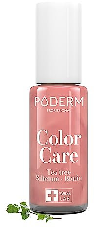 PODERM - TEEBAUM-NAGELLACK COLOR CARE Roségold Glänzend - verbessert das Aussehen für die gelbe oder brüchige Nägel - 2 IN 1 PFLEGE - Hergestellt in der Schweiz